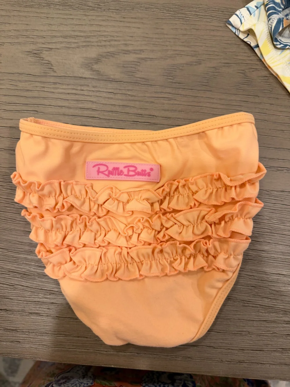 Ruffle Butts Peach and Multi Tropical Long-Sleeve Swim Set